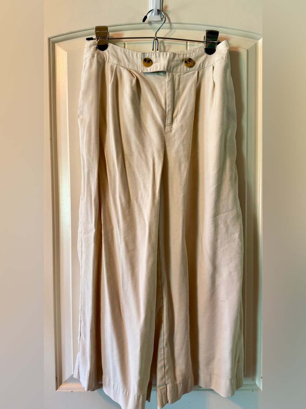 Who What Wear Cream Wide-Leg Capris